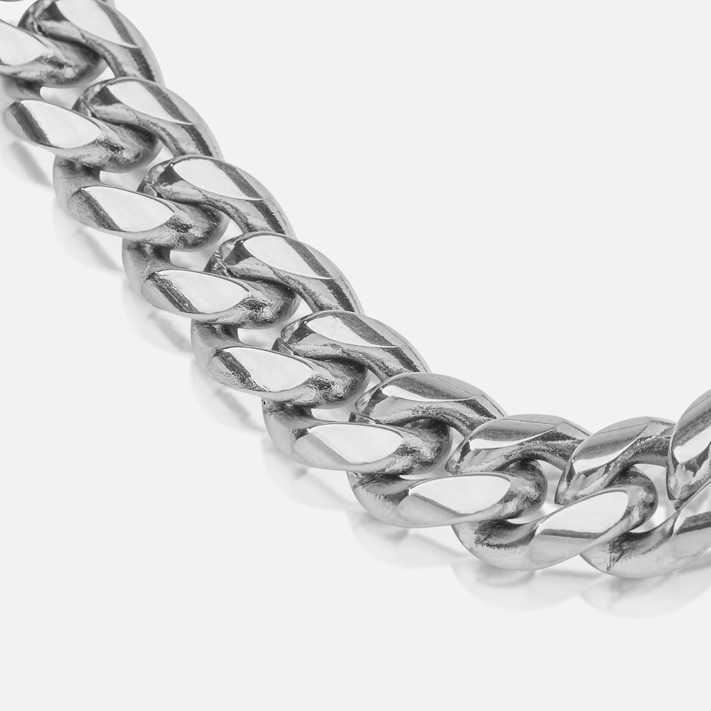 Cadena Diavlo Cuban 8 Mm Oro Blanco 18K