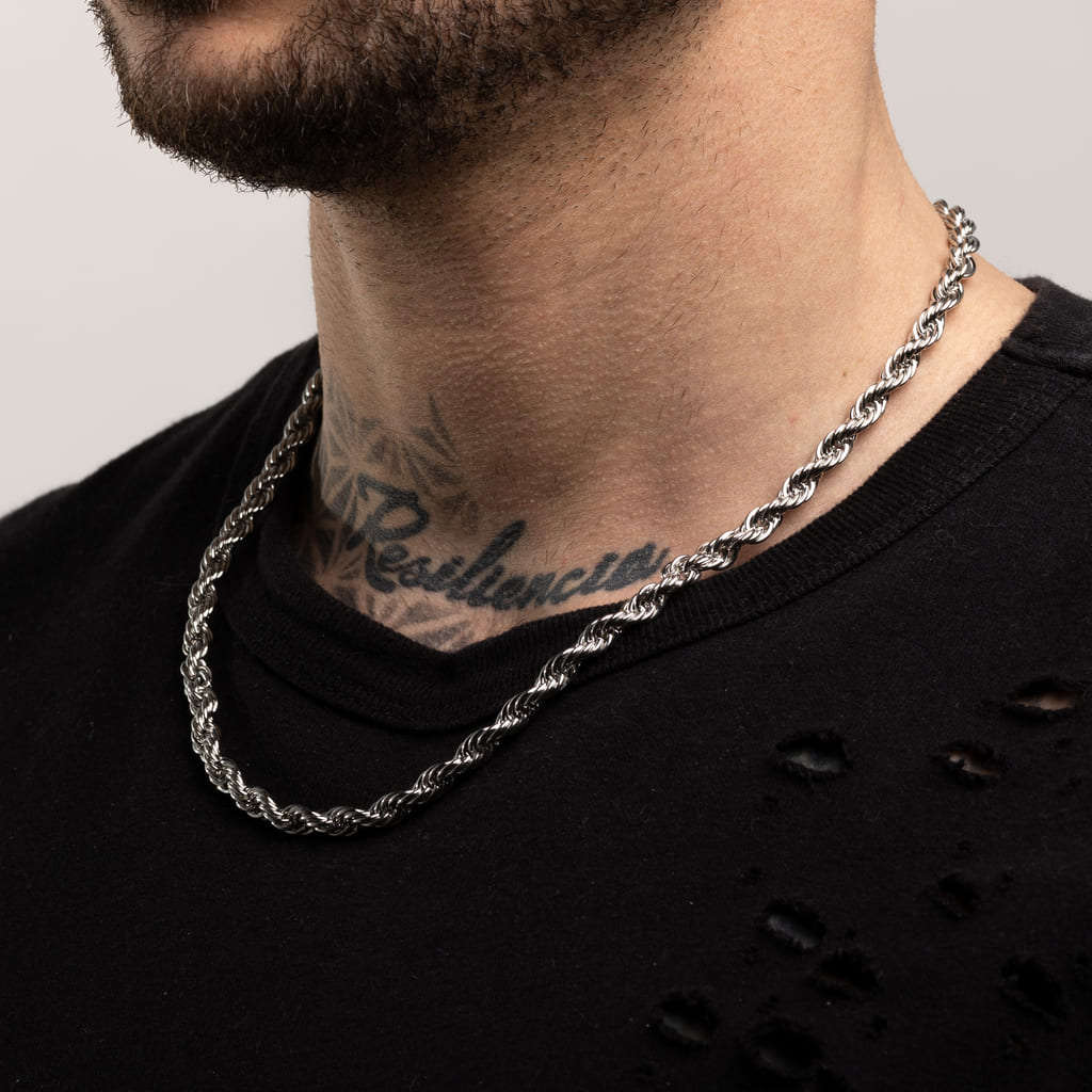 Cadena Diavlo Rope 6mm Oro Blanco 18K