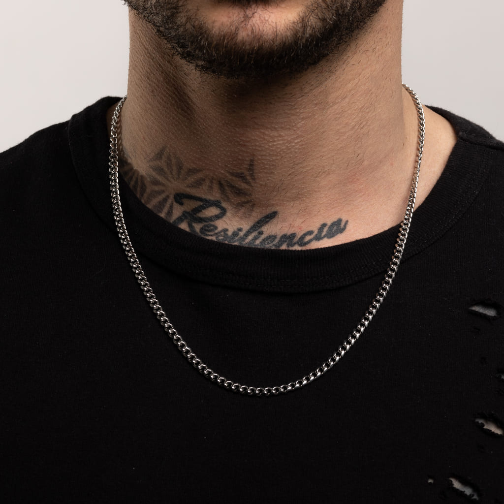 Cadena Diavlo Cuban 4 Mm Oro Blanco 18K