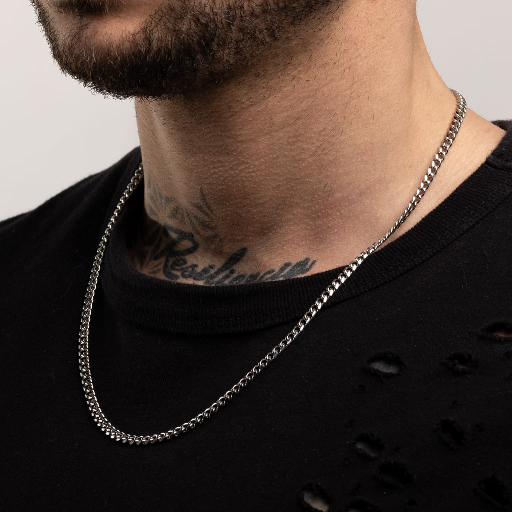 Cadena Diavlo Cuban 4 Mm Oro Blanco 18K