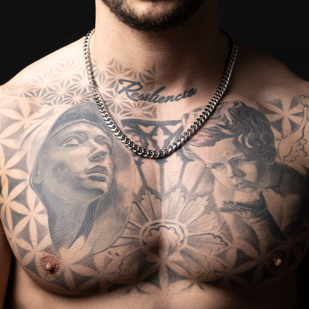 Cadena Diavlo Cuban 8 Mm Oro Blanco 18K