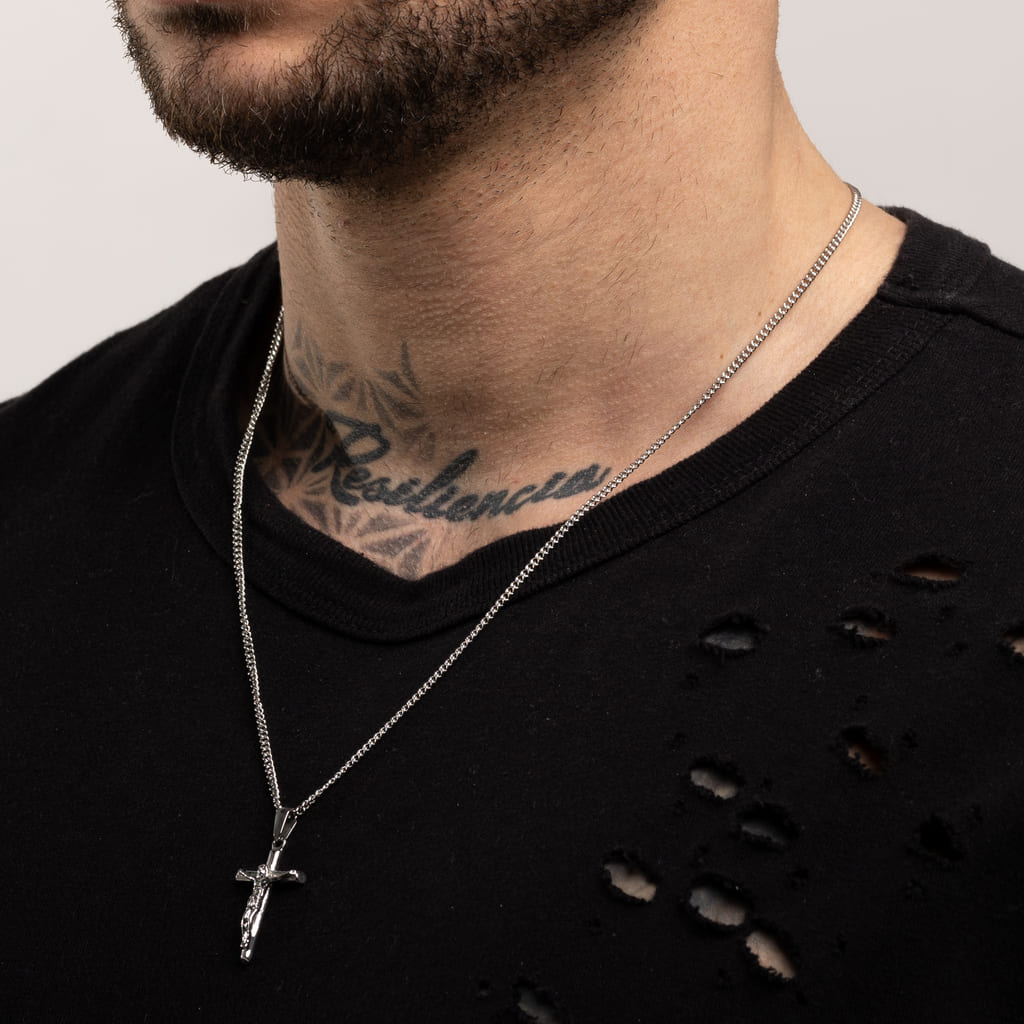 Colgante Diavlo Cruz Oro Blanco 18K