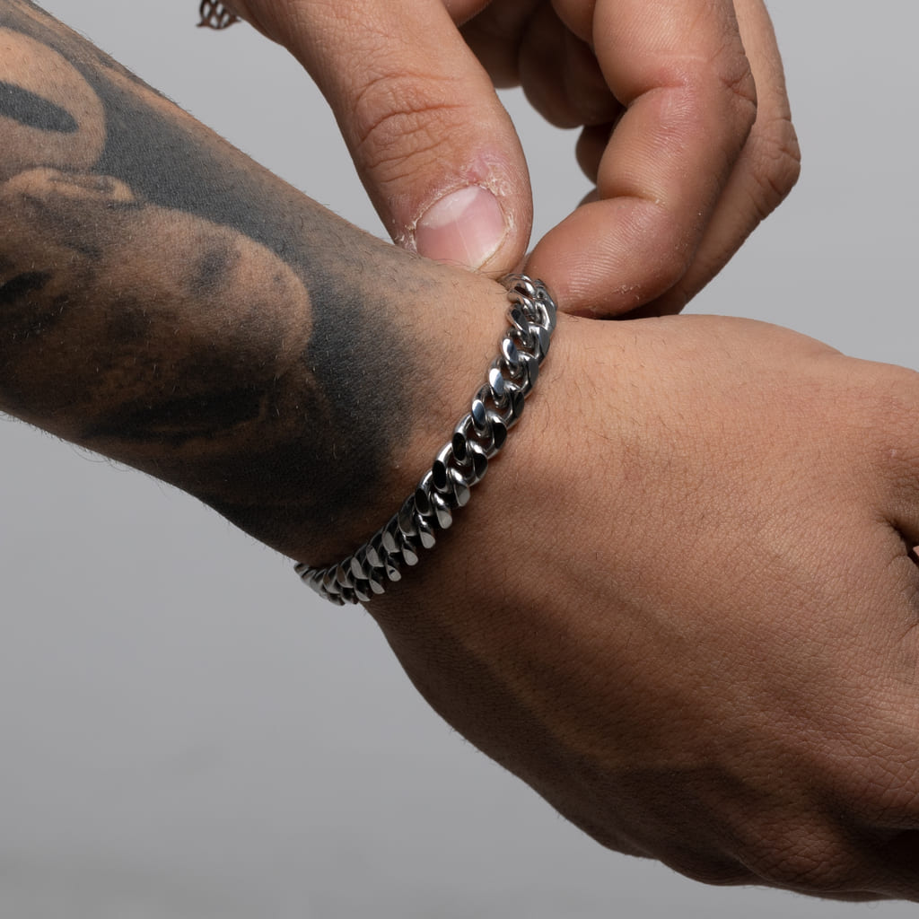 Diavlo Cuban Bracelet 8 Mm 18K White Gold