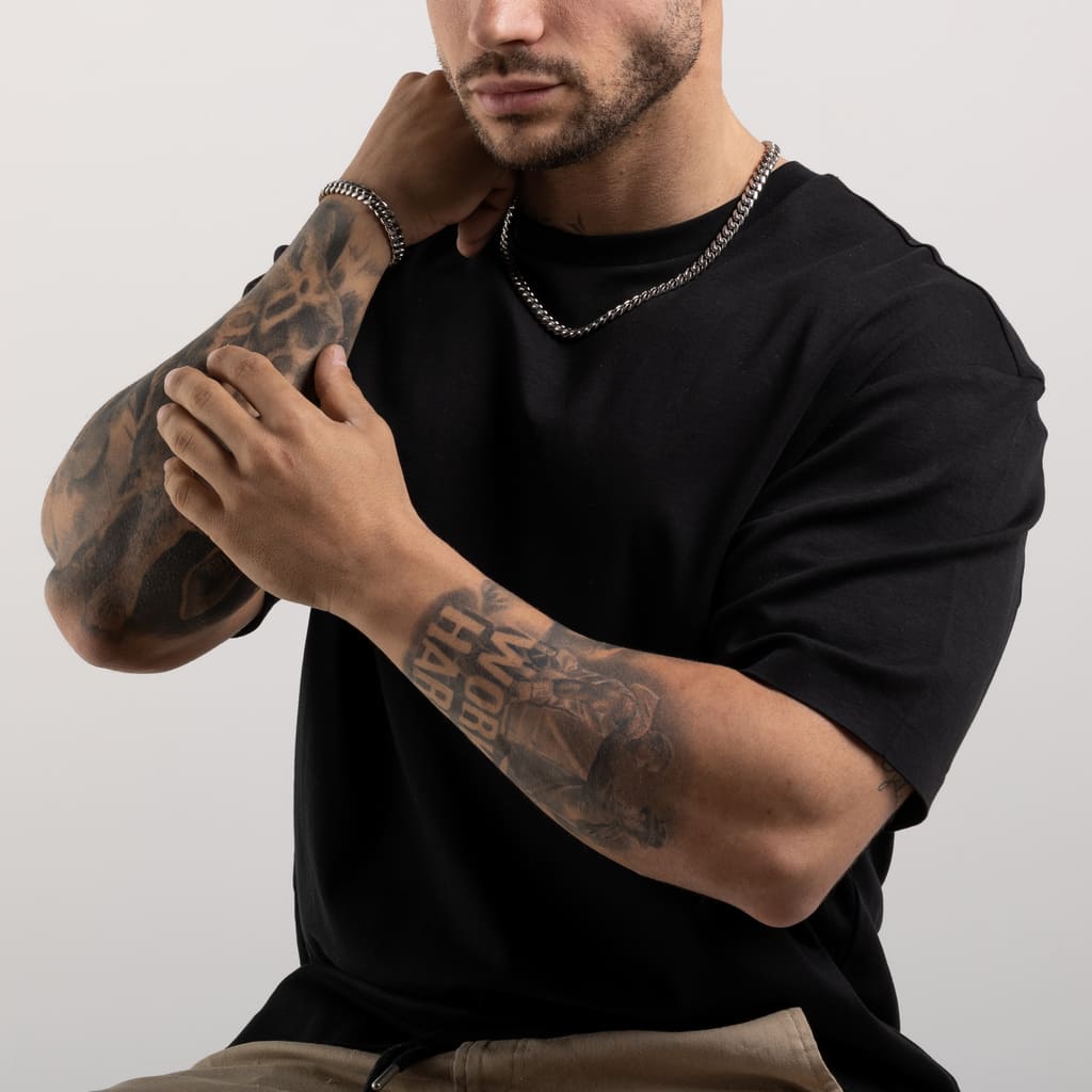 Conjunto Cadena 8 mm & Pulsera 8 mm Diavlo Cuban Oro Blanco 18K