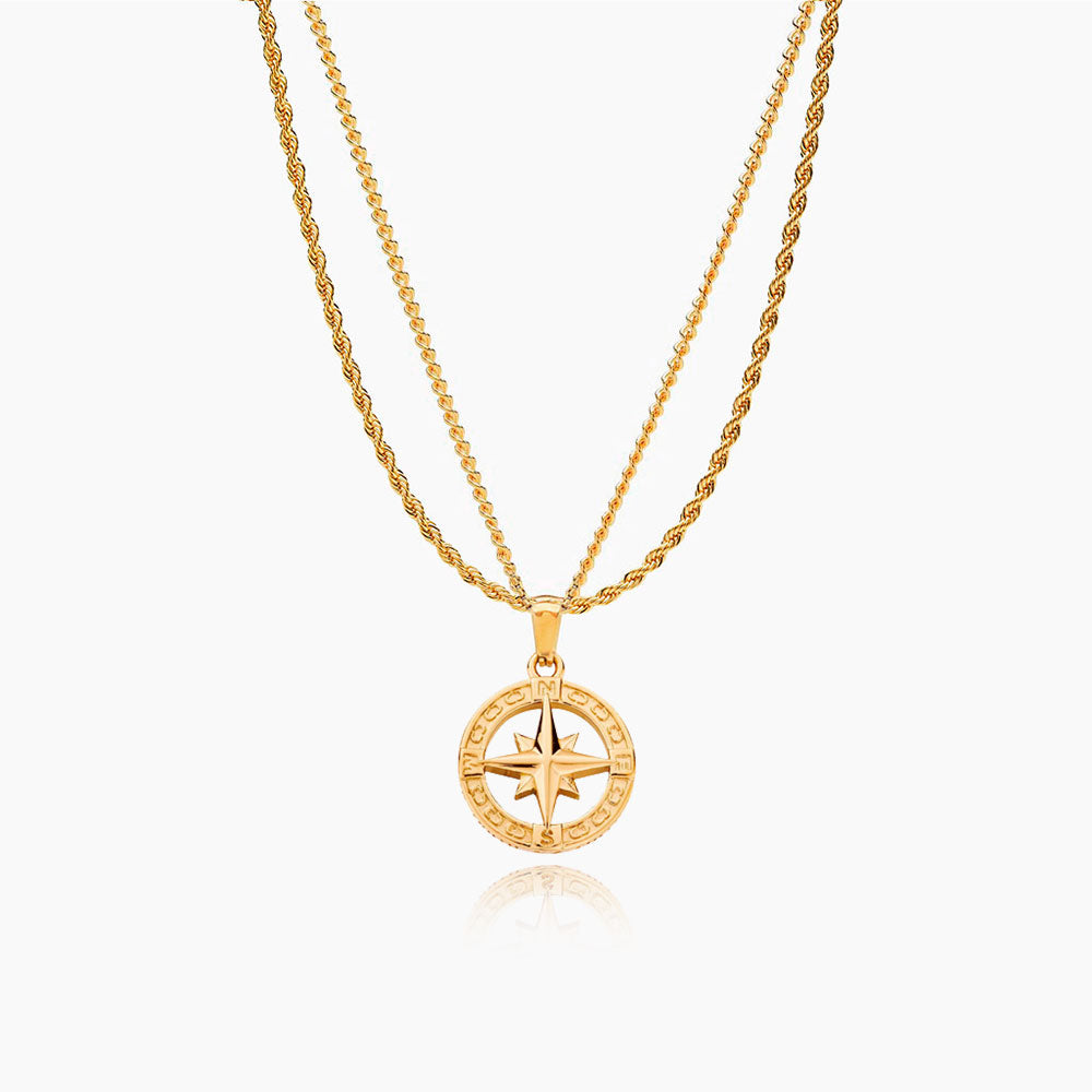 Conjunto Cadena 3 mm & Colgante North Star Oro 18K