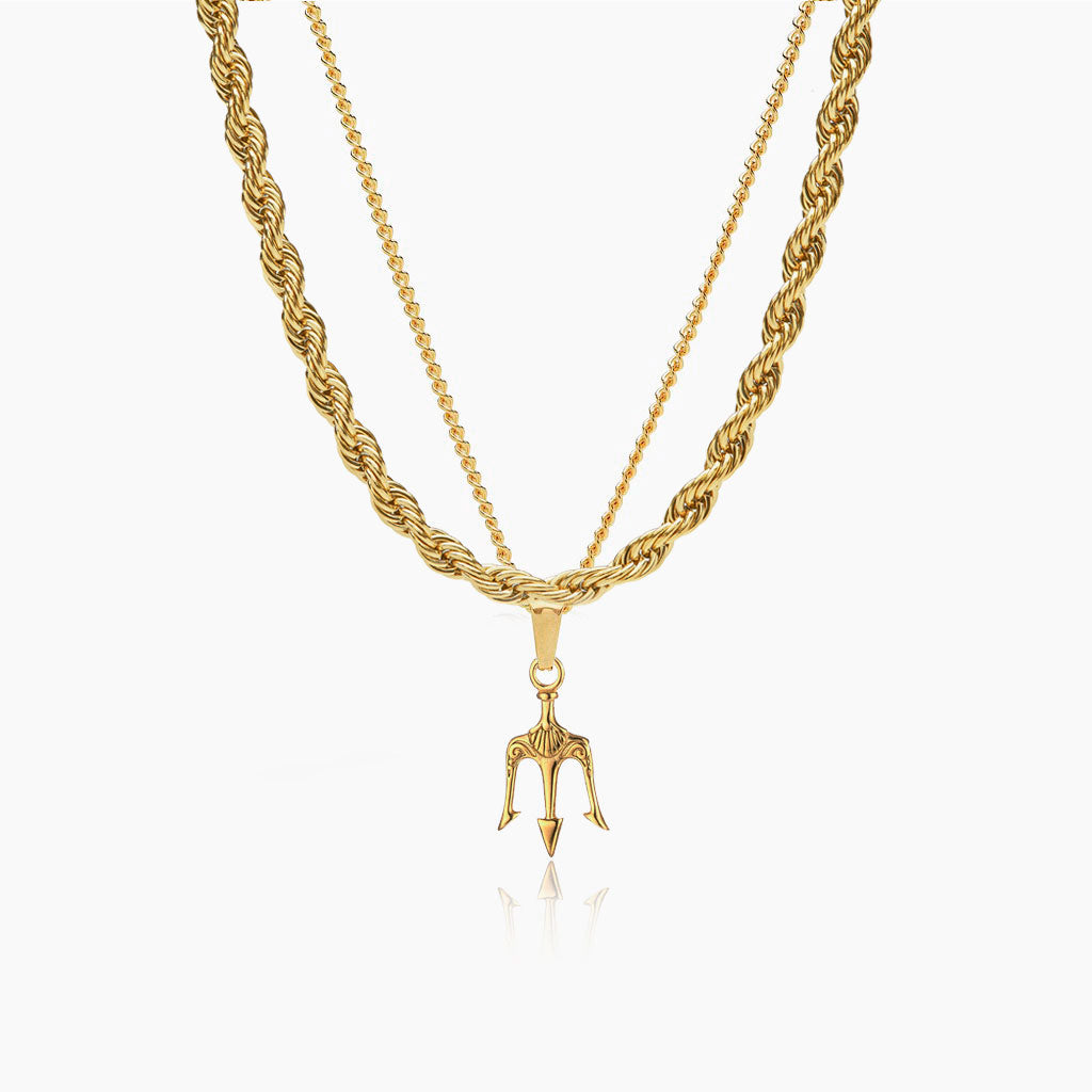 Conjunto Cadena 6 mm & Colgante Poseidon Oro 18K