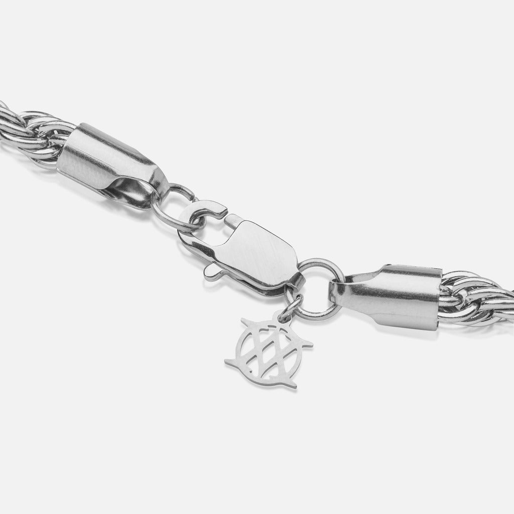 Conjunto Cadena 6 mm & Pulsera 5 mm Diavlo Rope Oro Blanco 18K