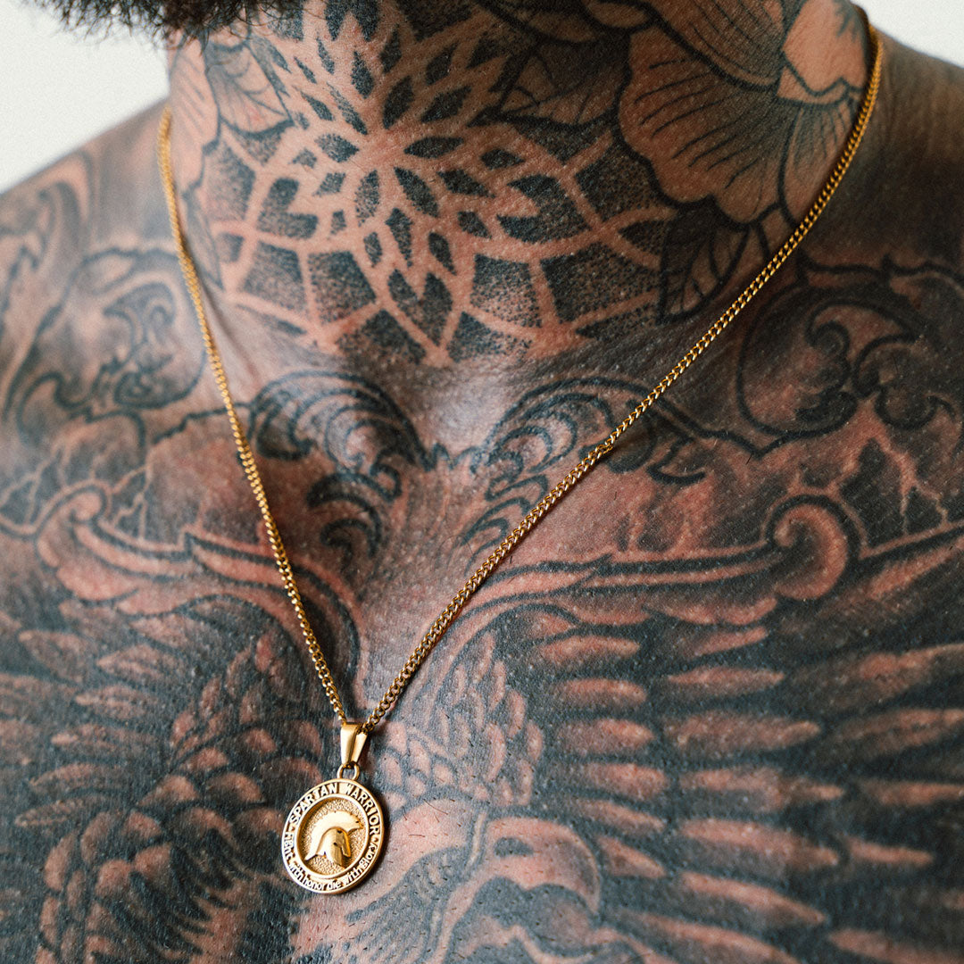 Conjunto Cadena 6 mm & Colgante Spartan Oro 18K