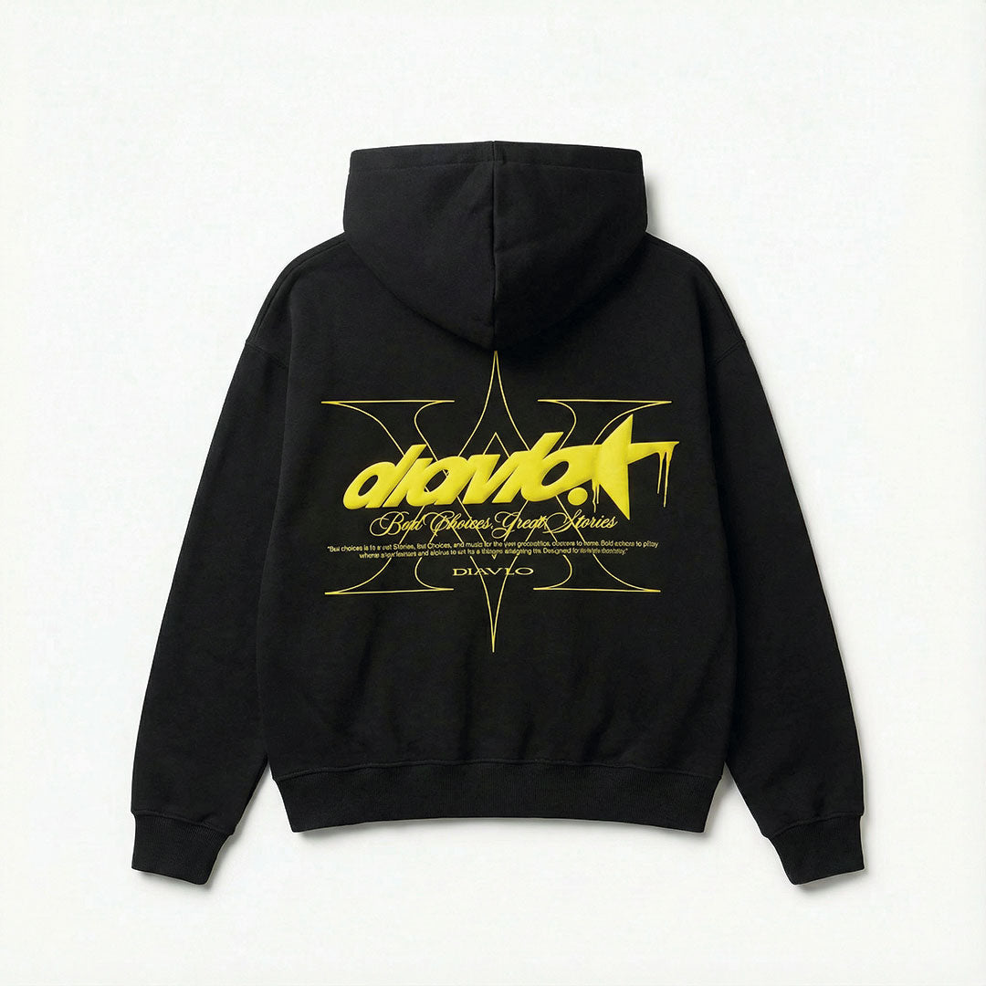 Sudadera Bad Choices Great Stories - Diavlo (BLACK/YELLOW)