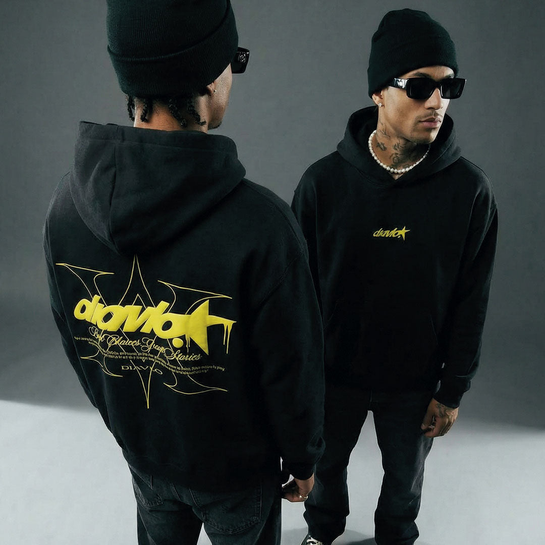 Sudadera Bad Choices Great Stories - Diavlo (BLACK/YELLOW)