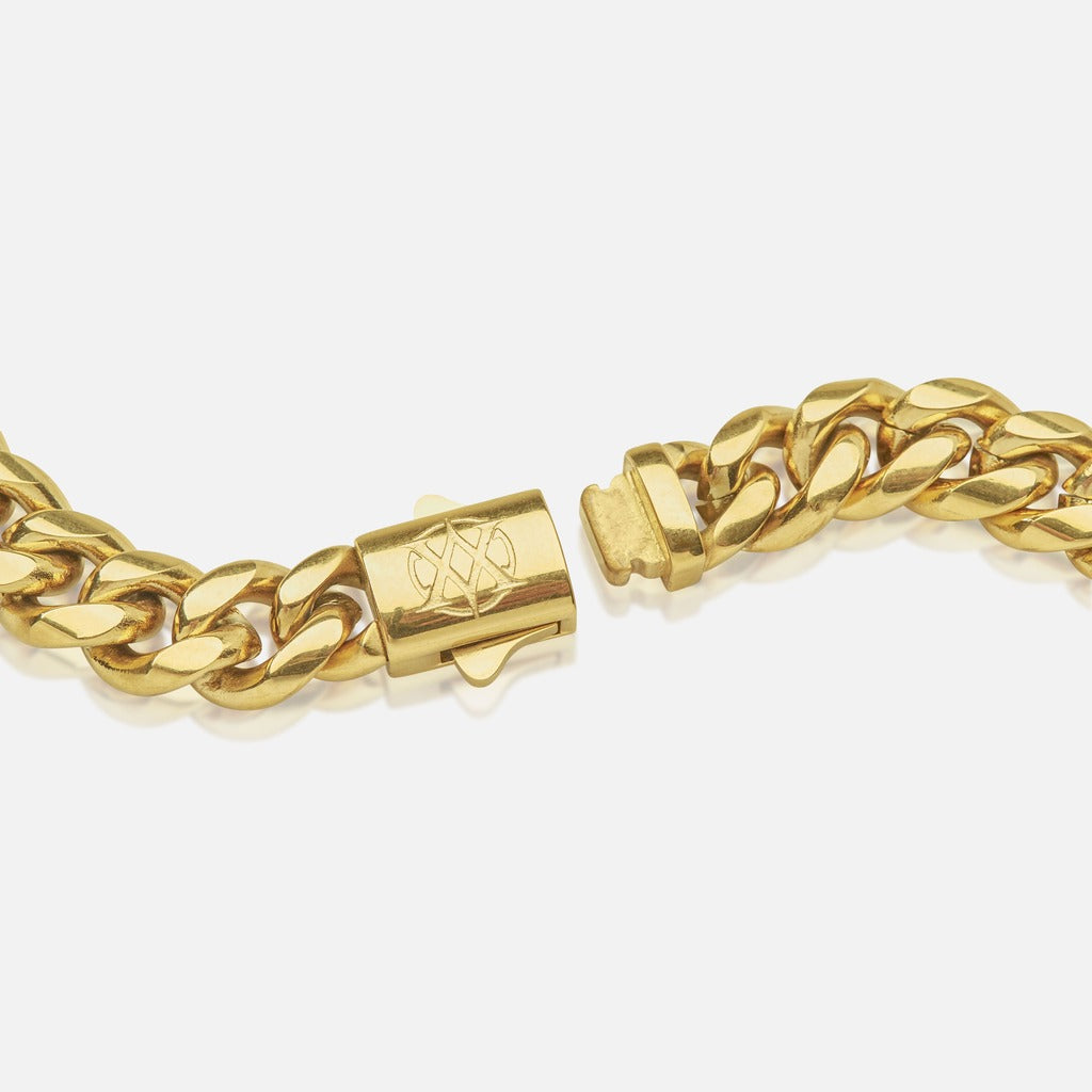 8 mm Chain &amp; 8 mm Diavlo Cuban Gold Bracelet Set