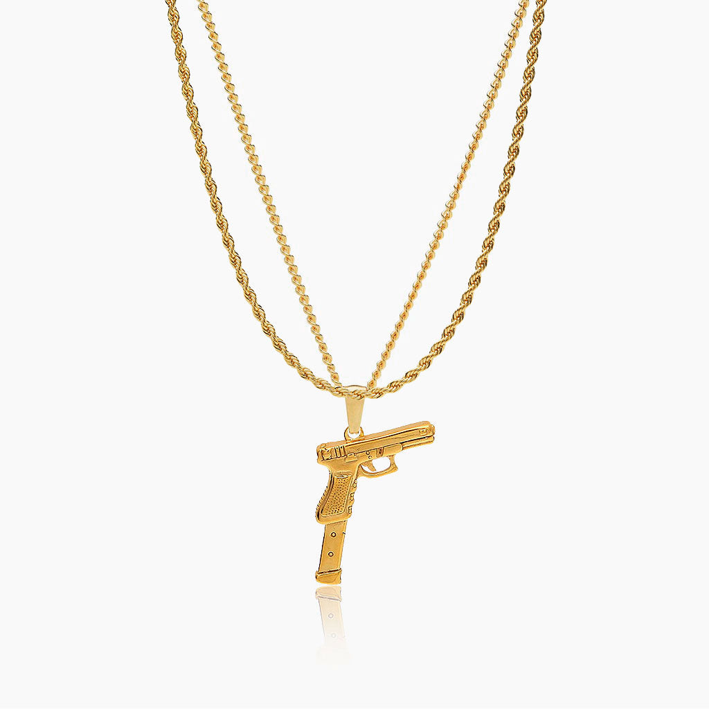 3 mm Chain &amp; 18K Gold Cross Pendant Set