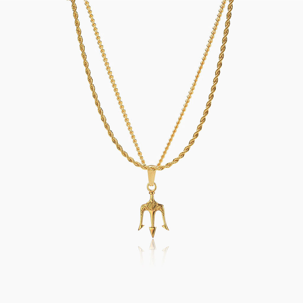 3 mm Chain &amp; 18K Gold Cross Pendant Set