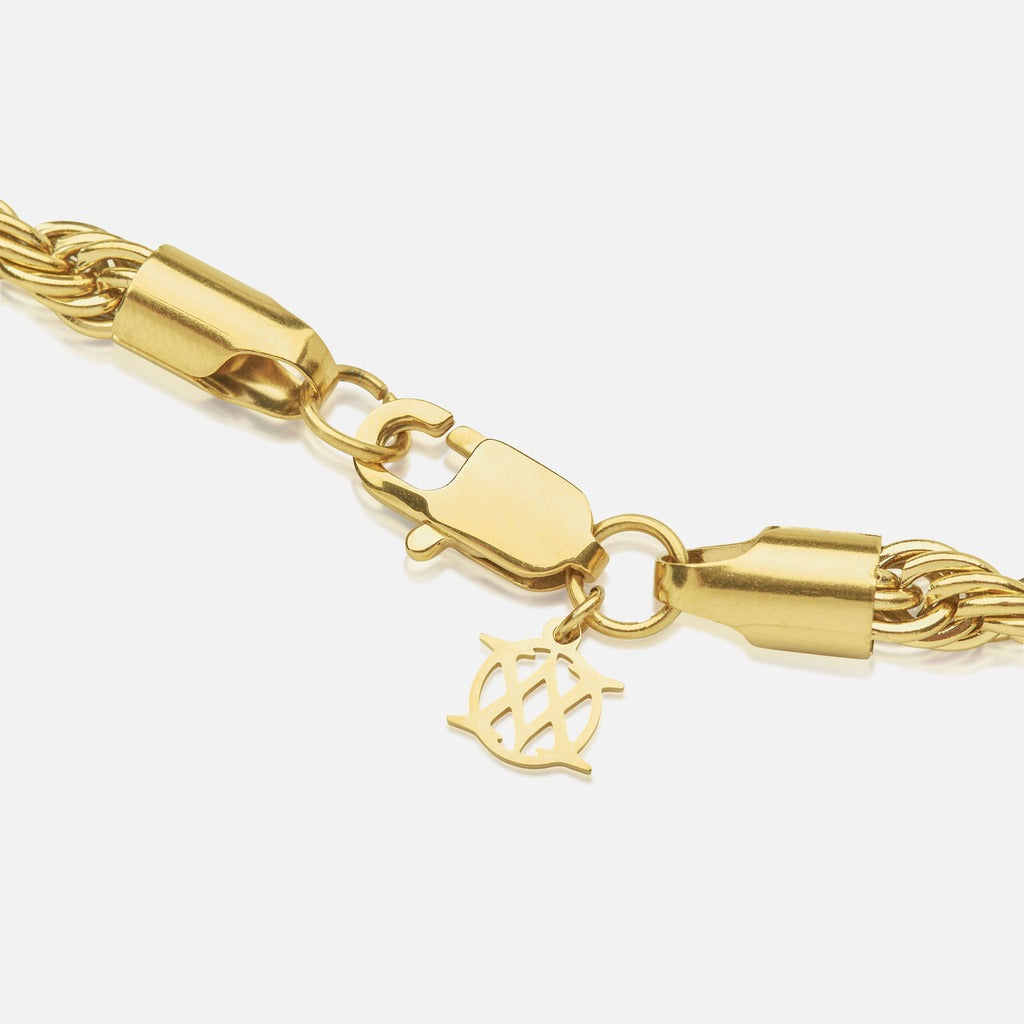6 mm Chain &amp; 5 mm Diavlo Rope Gold Bracelet Set