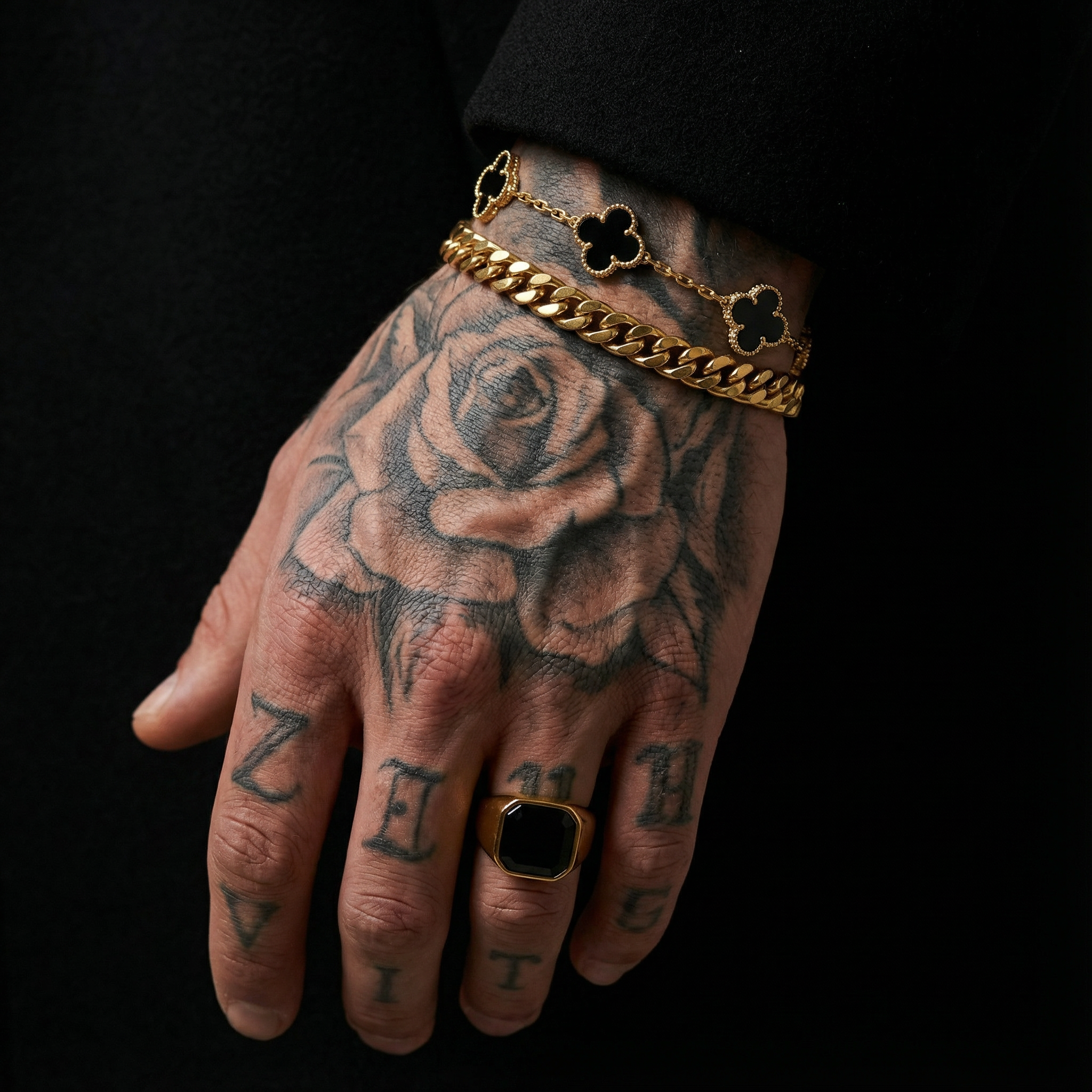 Pulsera Diavlo Trébol - Black