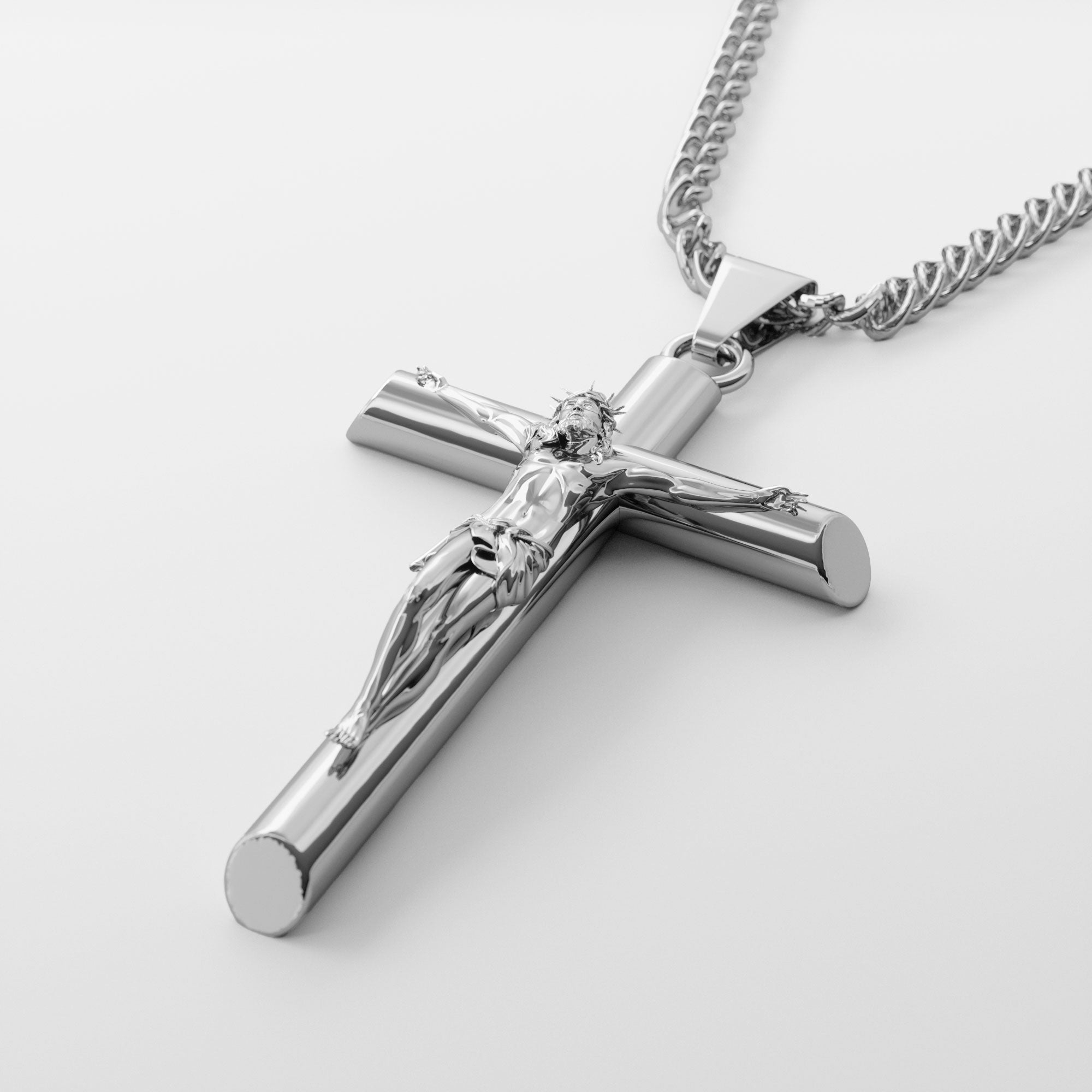 Colgante Diavlo Cruz Oro Blanco 18K